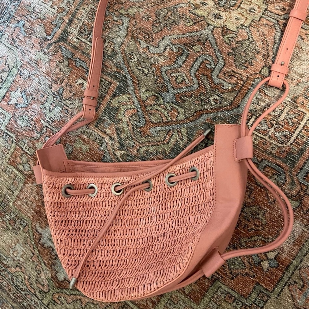 Free people pink woven purse